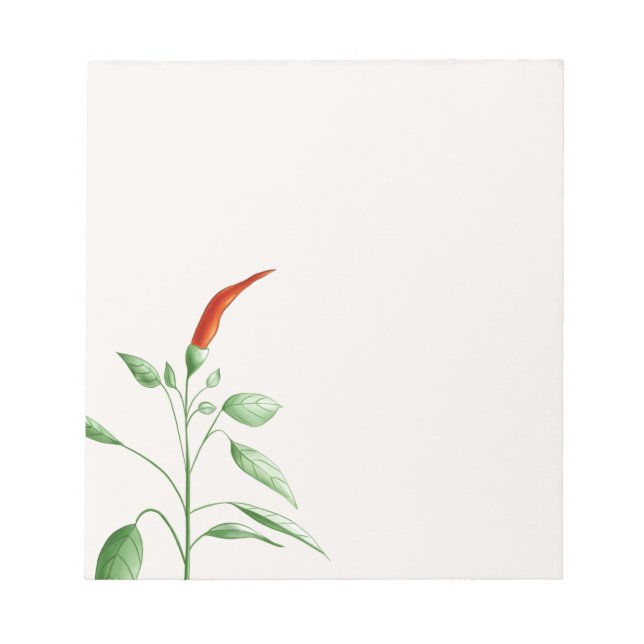 Hot Chili Pepper Plant Botanical Illustration Notepad (Front)
