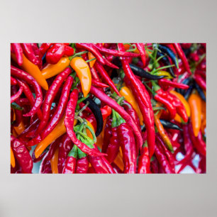 Hot Chili Peppers At Farmers Market In Madison Poster