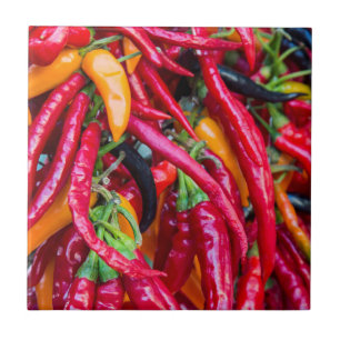 Hot Chili Peppers At Farmers Market In Madison Tile