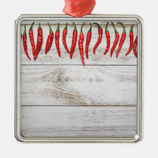 Hot Chili Peppers Border Metal Ornament (Front)