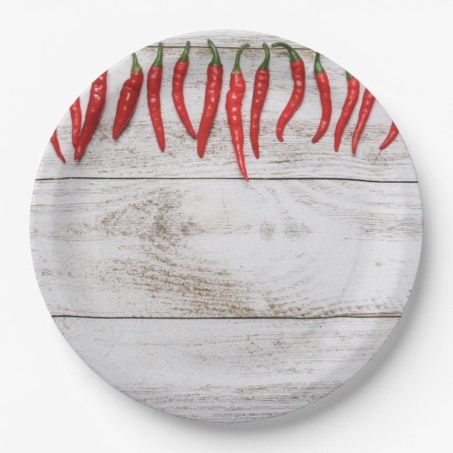 Hot Chili Peppers Border Paper Plates (Front)