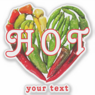 Hot chili peppers heart custom text or name sticker