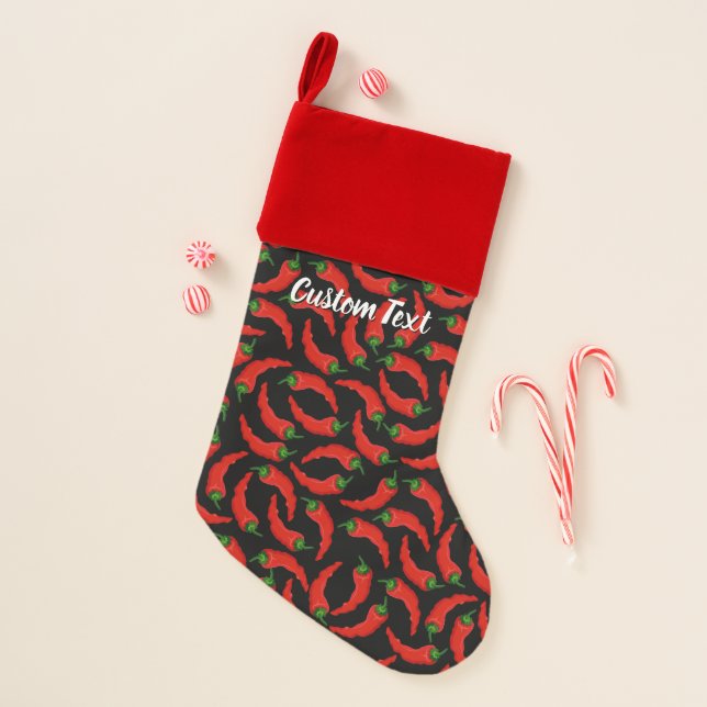 Hot Chili Peppers Pattern Christmas Stocking (Front)