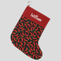 Hot Chili Peppers Pattern Large Christmas Stocking