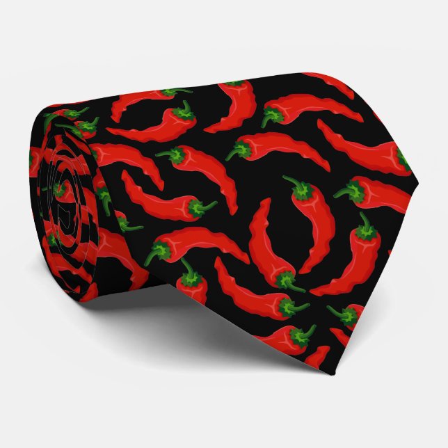 Hot Chili Peppers Pattern Neck Tie (Rolled)