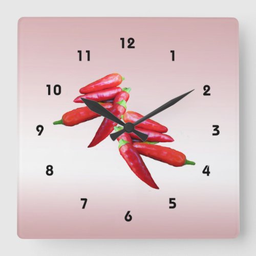 Hot Chili Peppers Square Wall Clock