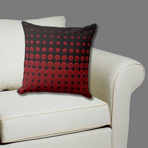 Hot Chili Red  Black Ascending Dots Throw Pillow