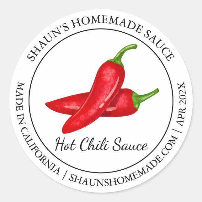 Hot Chili Sauce Modern label (Front)