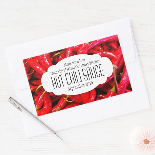 Hot chili sauce or chili food label sticker Zazzle