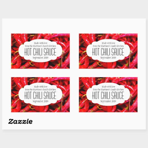 Hot chili sauce or chili food label sticker Zazzle