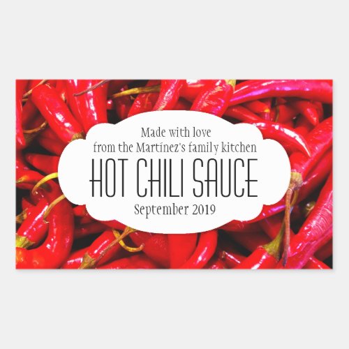 Hot chili sauce or chili food label sticker