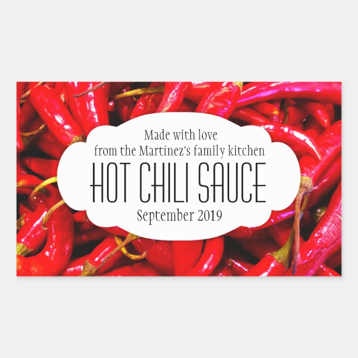 Hot chili sauce or chili food label sticker Zazzle