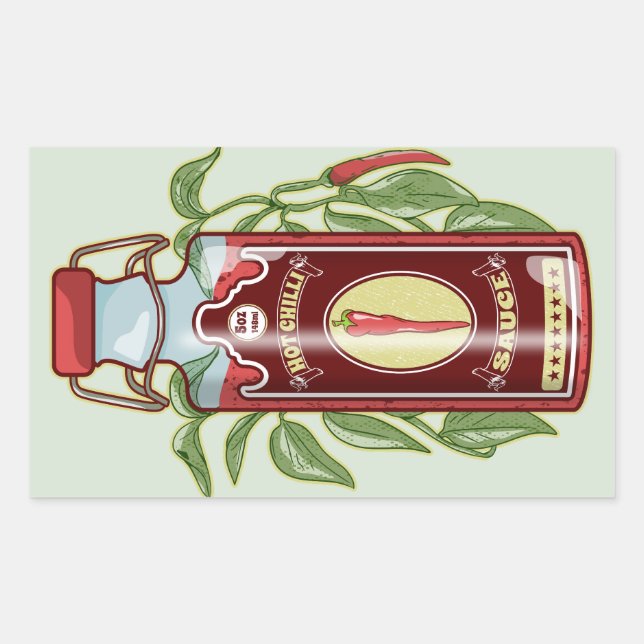 Hot Chili Sauce Rectangular Sticker (Front)