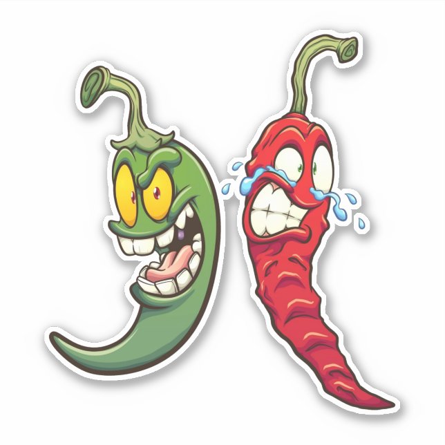 Hot Chilis - Green & Red Peppers Sticker (Front)