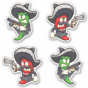 Hot Chilis - Green & Red Peppers Sticker