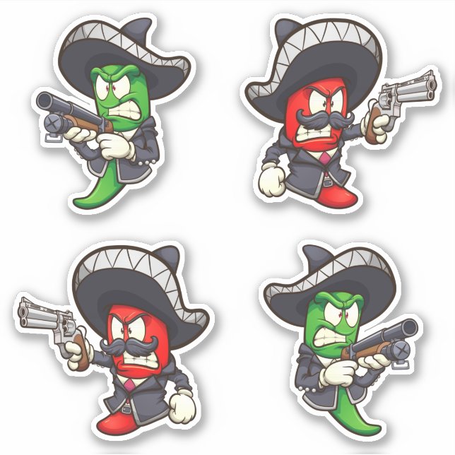 Hot Chilis - Green & Red Peppers Sticker (Front)