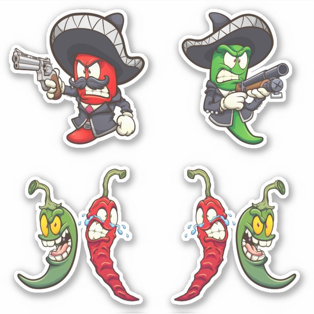 Hot Chilis - Green & Red Peppers Sticker (Front)