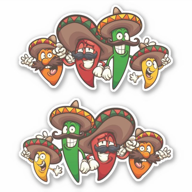 Hot Chilis - Mexican Peppers Sticker (Front)