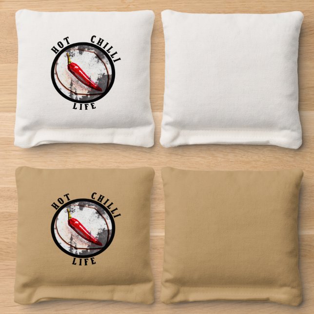 Hot chilli life cornhole bags (Wood)