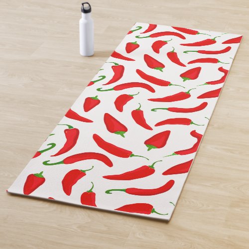 Hot Chilli Pepper Cartoon Red White Pattern Yoga Mat