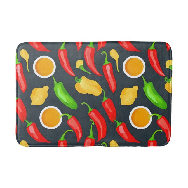 Hot Chilli Peppers Pattern Bath Mat (Front)