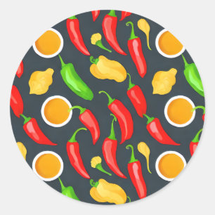 Hot Chilli Peppers Pattern Classic Round Sticker