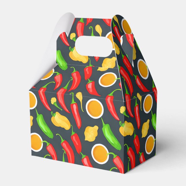 Hot Chilli Peppers Pattern Favor Boxes (Front Side)