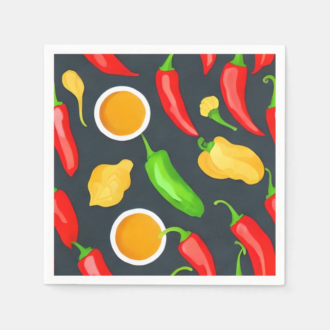 Hot Chilli Peppers Pattern Napkins (Front)