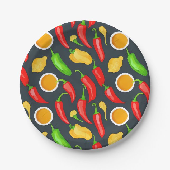 Hot Chilli Peppers Pattern Paper Plates (Front)
