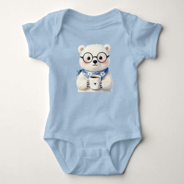 Hot choc Polar bear Baby Bodysuit (Front)