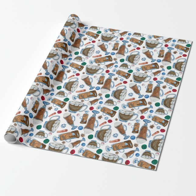 Hot chocolate and festive flavors wrapping paper (Unrolled)