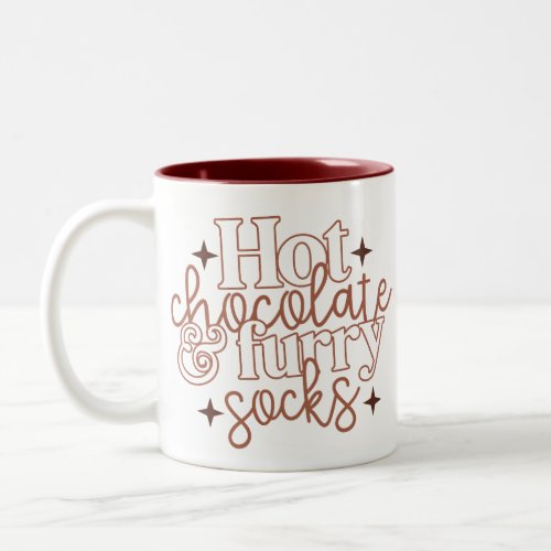 Hot chocolate and furry socks Two_Tone coffee mug