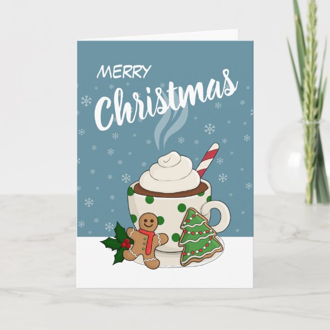 Hot Chocolate and  Gingerbread Cookies - Christmas Card (Front)