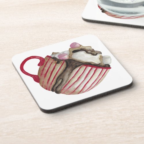 Hot chocolate and marshmallows cocoa sundae  beverage coaster