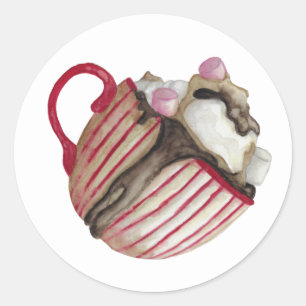 Hot chocolate and marshmallows cocoa sundae classic round sticker