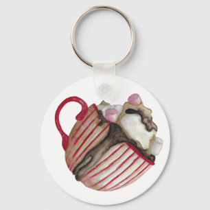 Hot chocolate and marshmallows cocoa sundae keychain