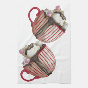 Hot chocolate and marshmallows cocoa sundae kitchen towel