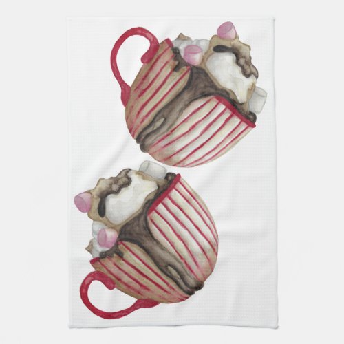 Hot chocolate and marshmallows cocoa sundae  kitchen towel