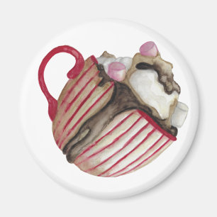 Hot chocolate and marshmallows cocoa sundae magnet