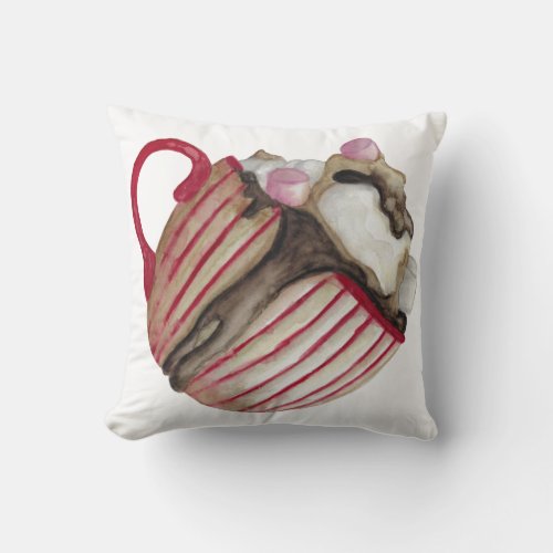 Hot chocolate and marshmallows cocoa sundae throw pillow