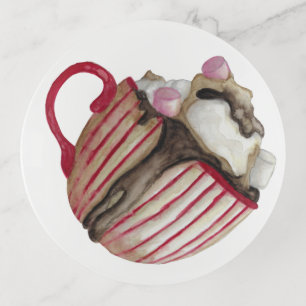 Hot chocolate and marshmallows cocoa sundae trinket tray