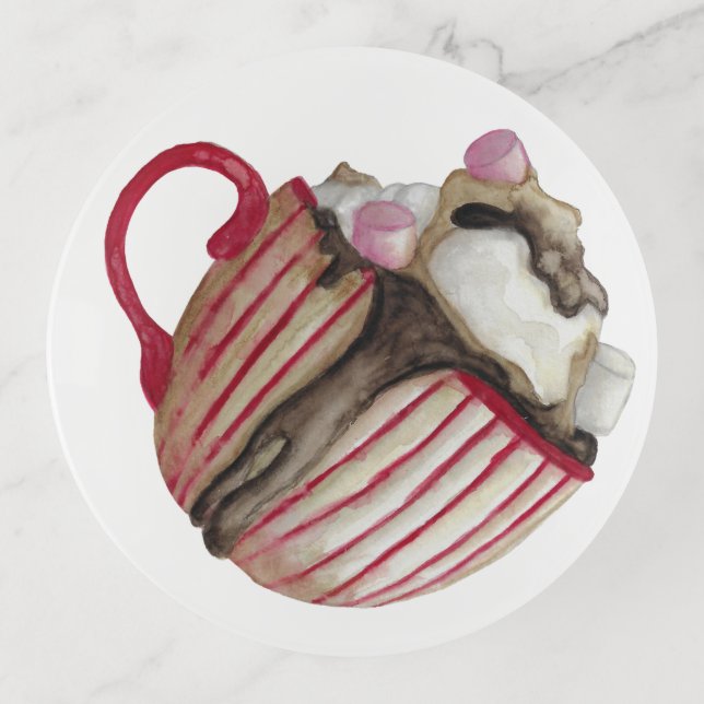 Hot chocolate and marshmallows cocoa sundae  trinket tray (Front)