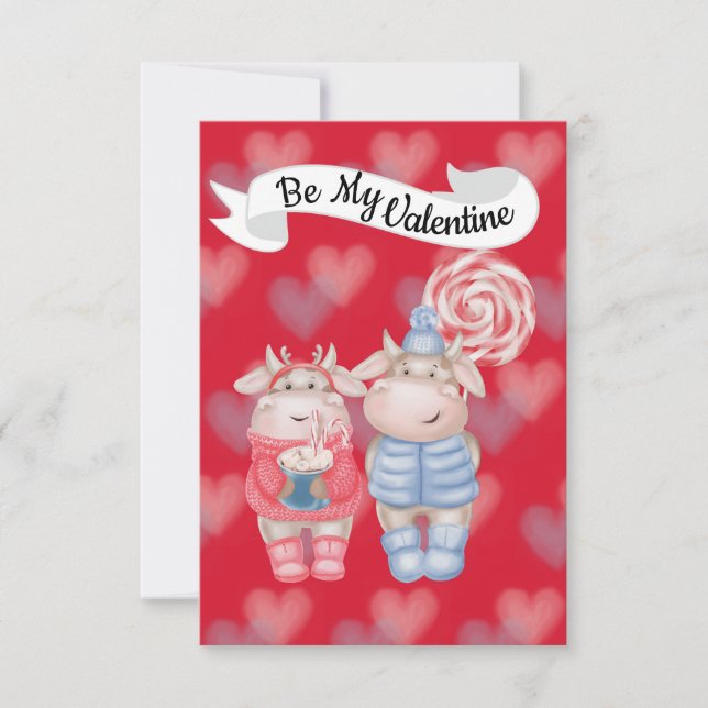 Hot Chocolate And Peppermint Candy Valentine Card (Front)