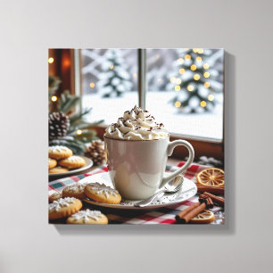Hot Chocolate and Sugar Cookies Festive Christmas Canvas Print