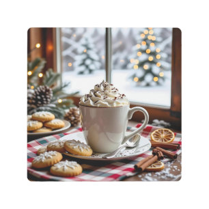 Hot Chocolate and Sugar Cookies Festive Christmas Metal Print
