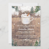 Hot Chocolate Baby It's Cold Outside Blue Shower Invitation