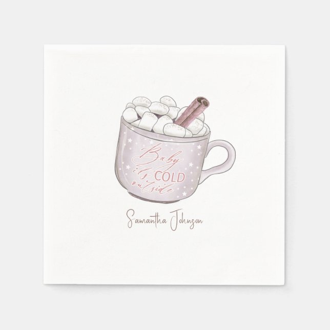 Hot Chocolate Baby It's Cold Outside Shower Napkins (Front)