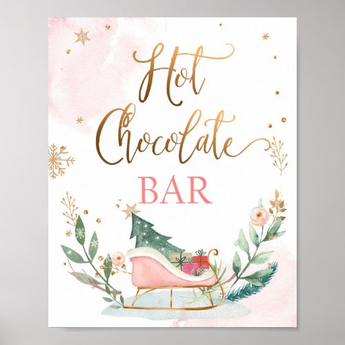 Hot Chocolate Bar Cocoa Sleigh Girl Birthday Sign