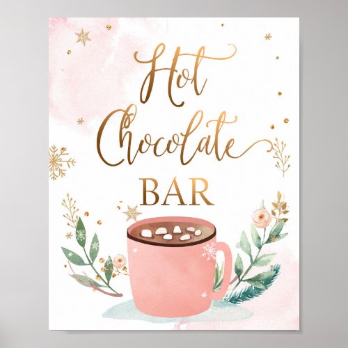 Hot Chocolate Bar Cocoa Sweet Girl Birthday Sign