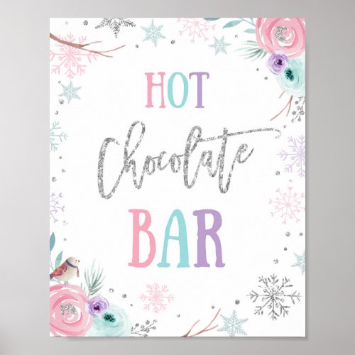 Hot Chocolate Bar Cocoa Winter Onederland Birthday Poster